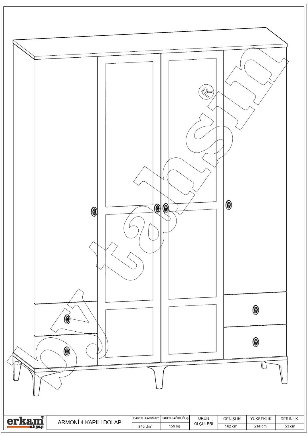 ARMONİ 4 LÜ GARDROP (SONOMO)